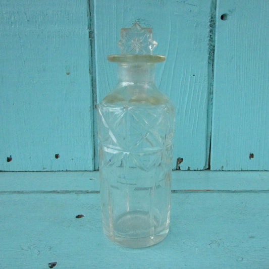 Vintage miniature cut glass perfume bottle with stopper