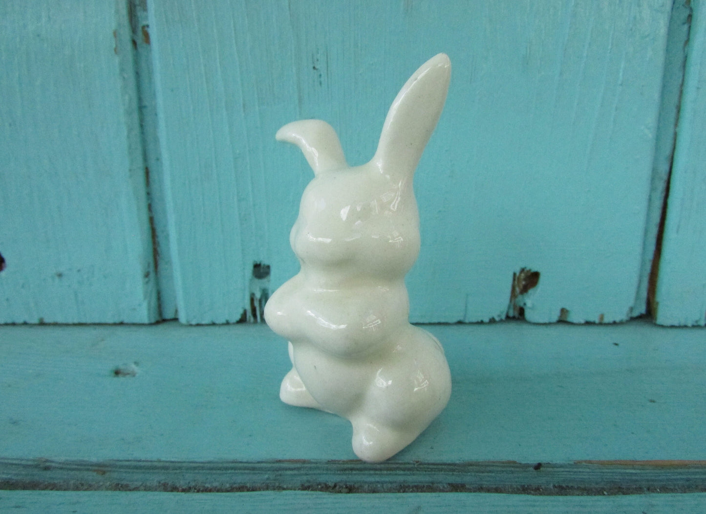 Vintage miniature ceramic white baby rabbit