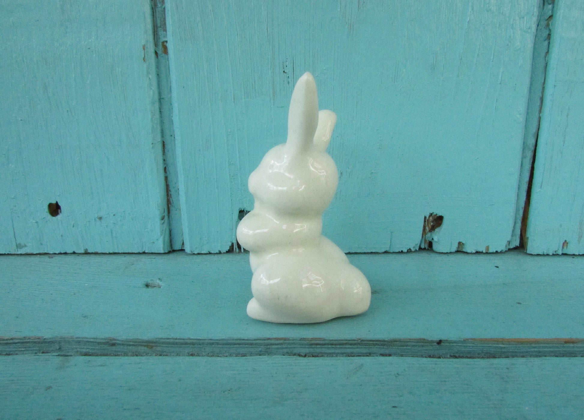 Vintage miniature ceramic white baby rabbit