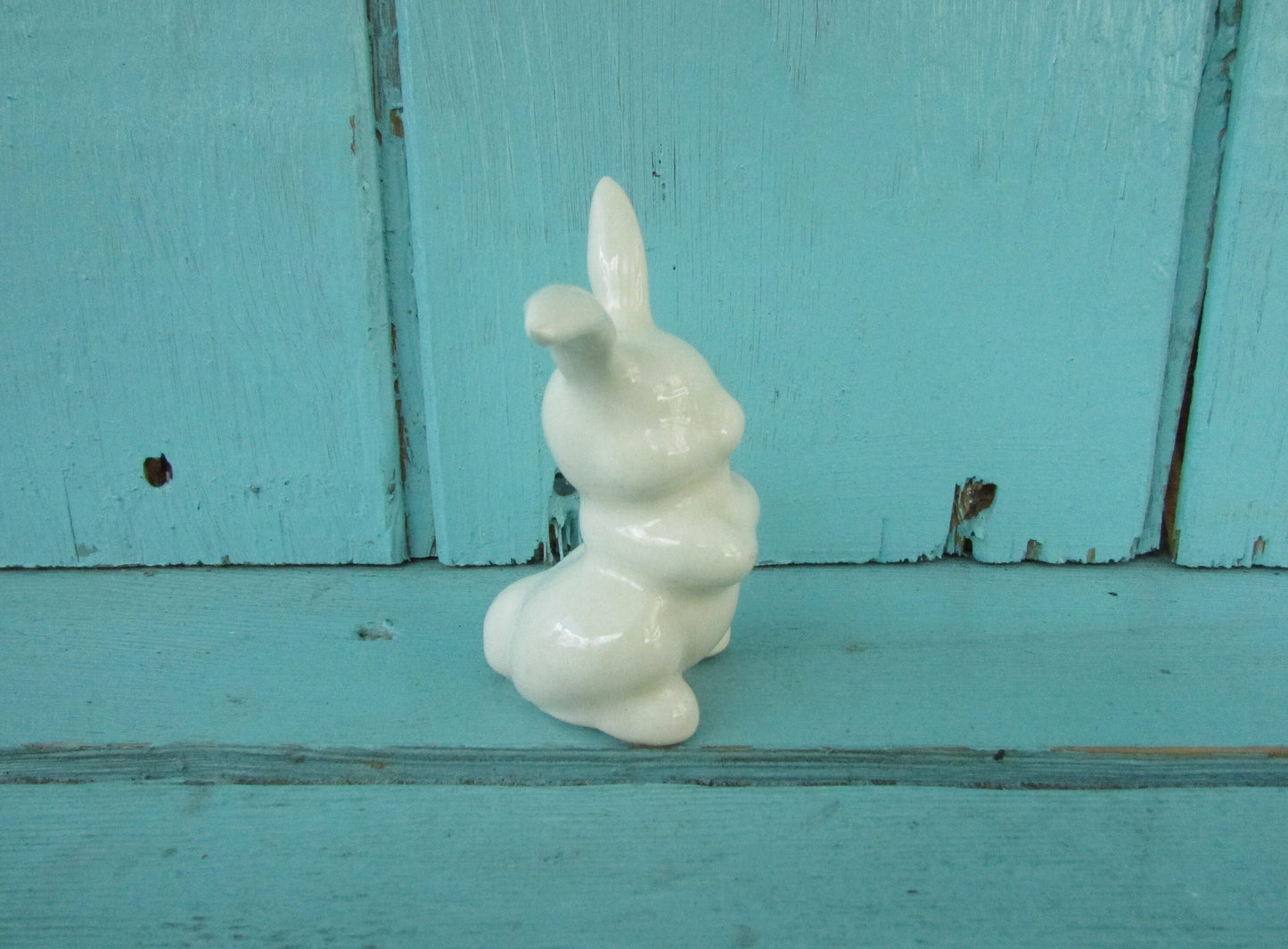 Vintage miniature ceramic white baby rabbit