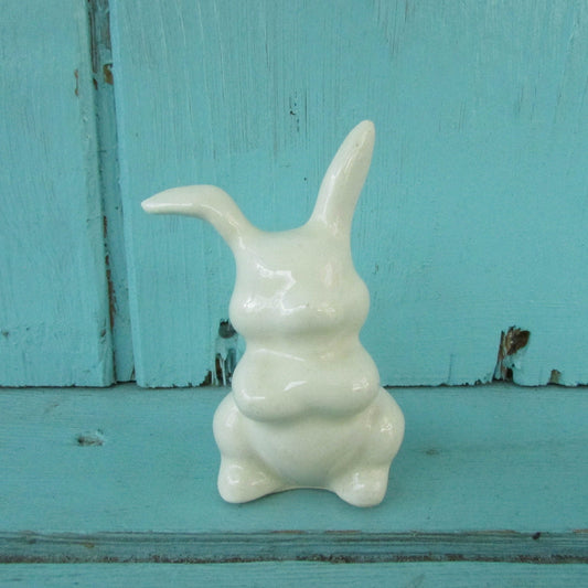 Vintage miniature ceramic white baby rabbit