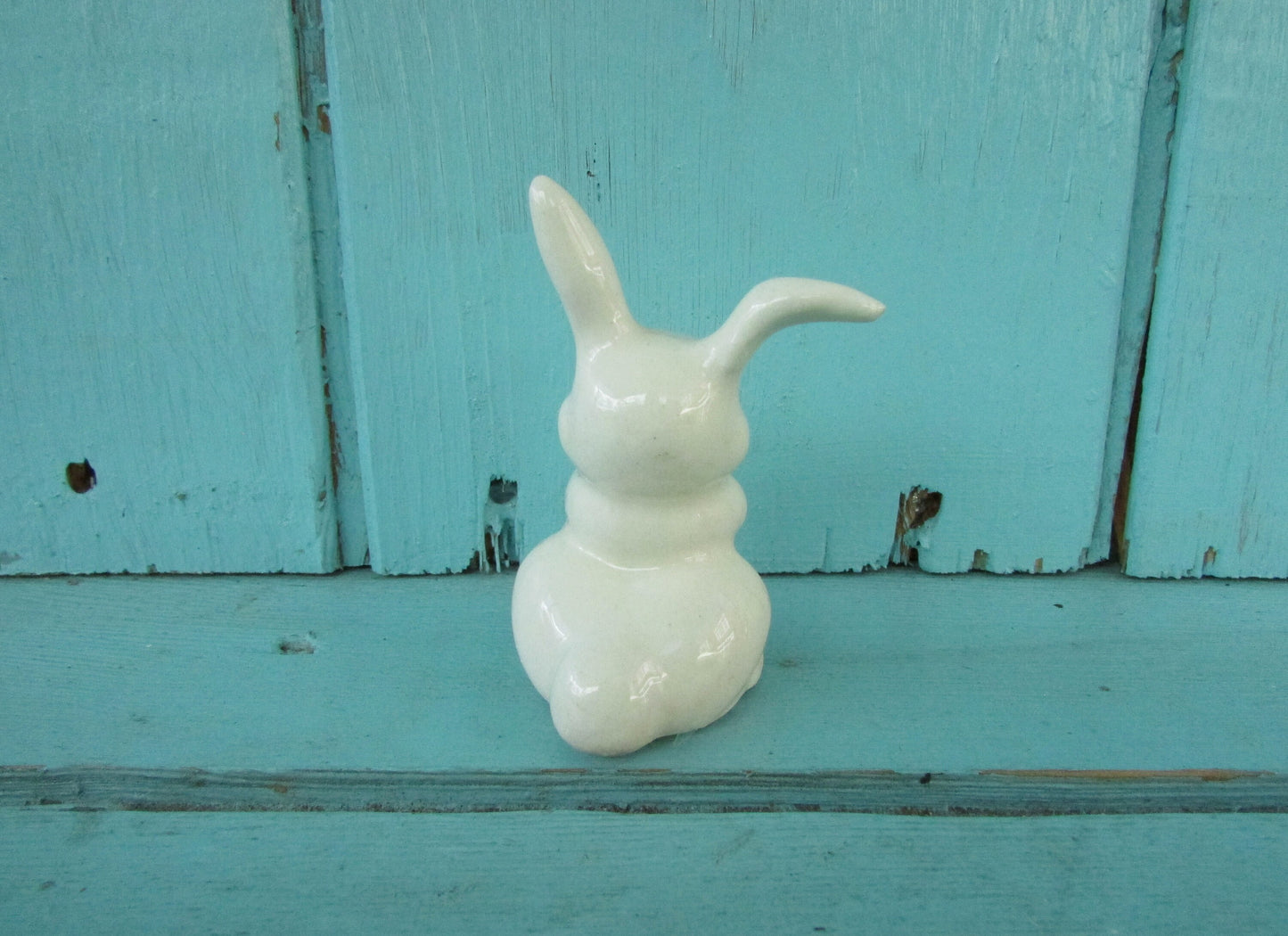 Vintage miniature ceramic white baby rabbit