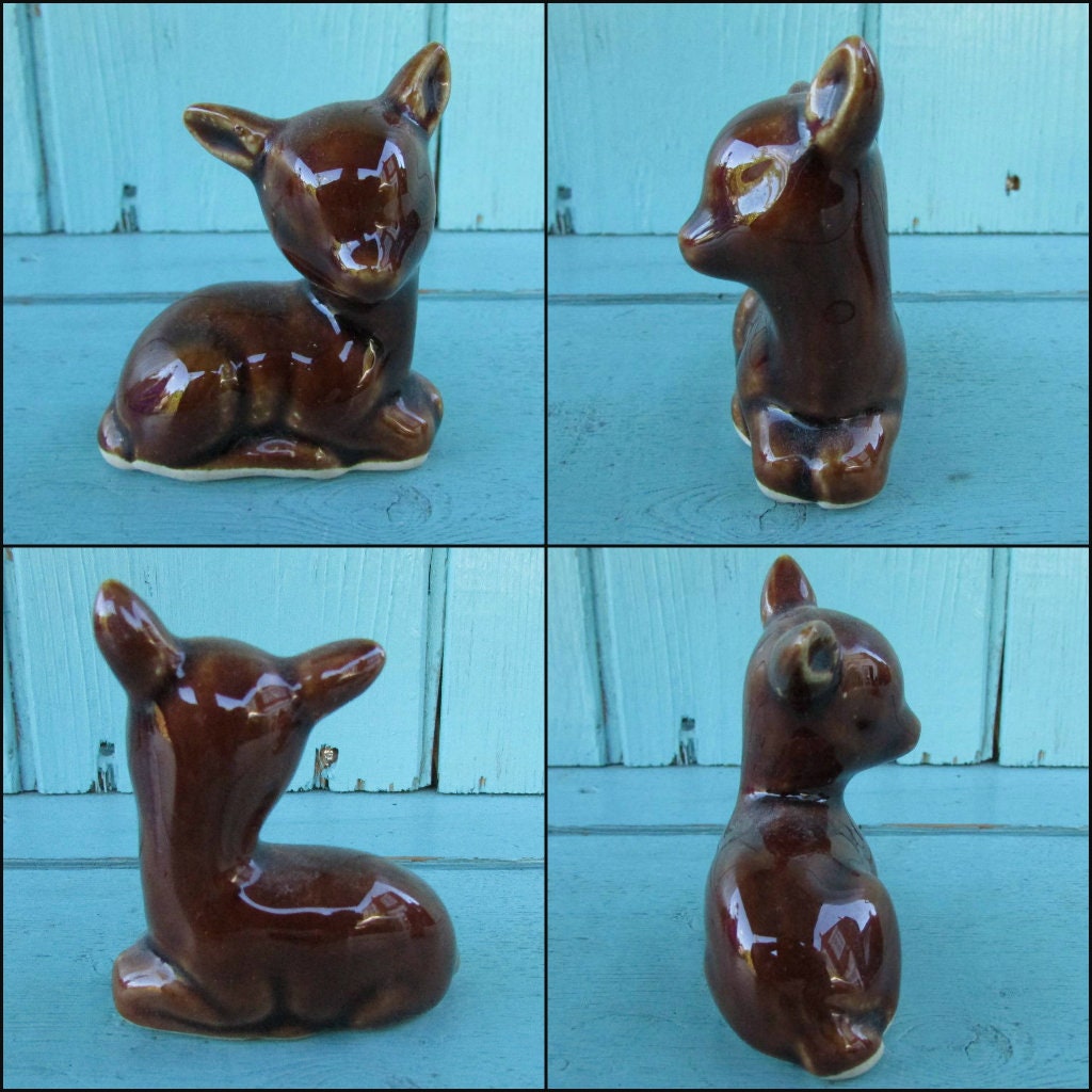 Pair of 1970s small ceramic fawn figurines