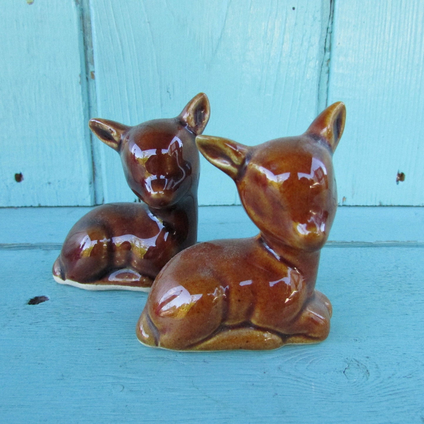 Pair of 1970s small ceramic fawn figurines
