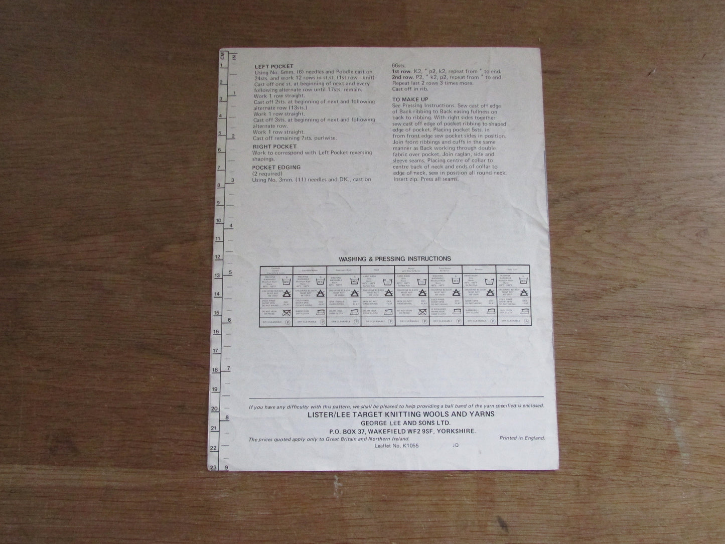 1970s Lee Lister K1055 knitting pattern for lady's blouson