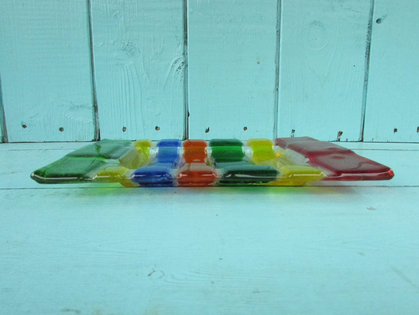 Vintage Murano-style pressed/fused multicoloured glass dish