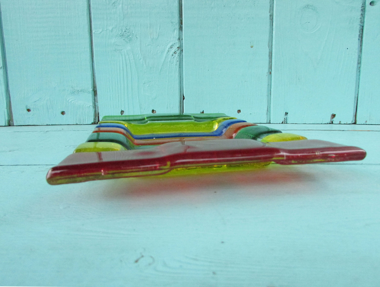 Vintage Murano-style pressed/fused multicoloured glass dish