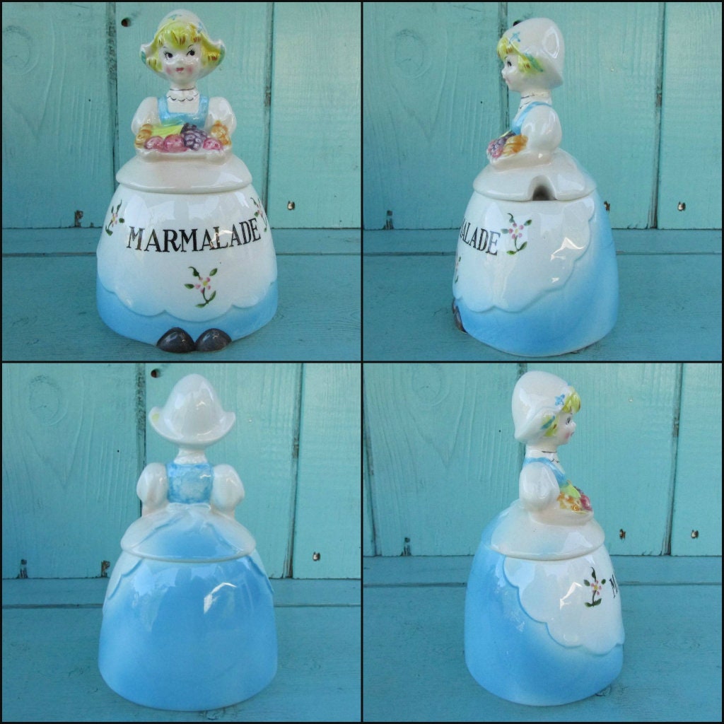 Mid-century Japanware Dutch figurine porcelain preserve pots - Jam, & Marmalade