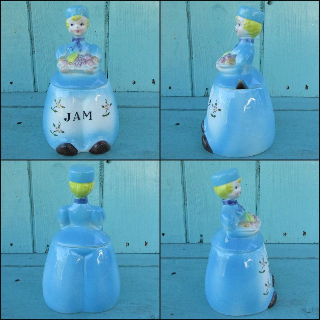 Mid-century Japanware Dutch figurine porcelain preserve pots - Jam, & Marmalade