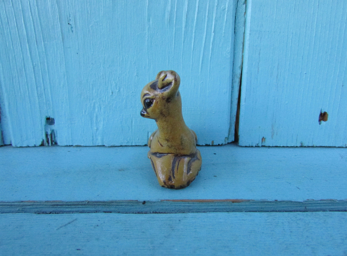 Vintage resin miniature tan baby deer/fawn figurine