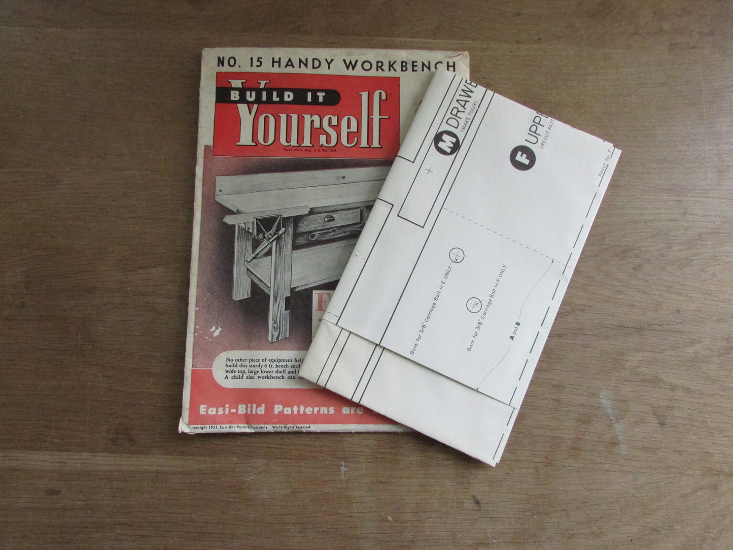 Uncut 1951 Easi-Bild Build It Yourself No.15 pattern for a handy workbench (complete)