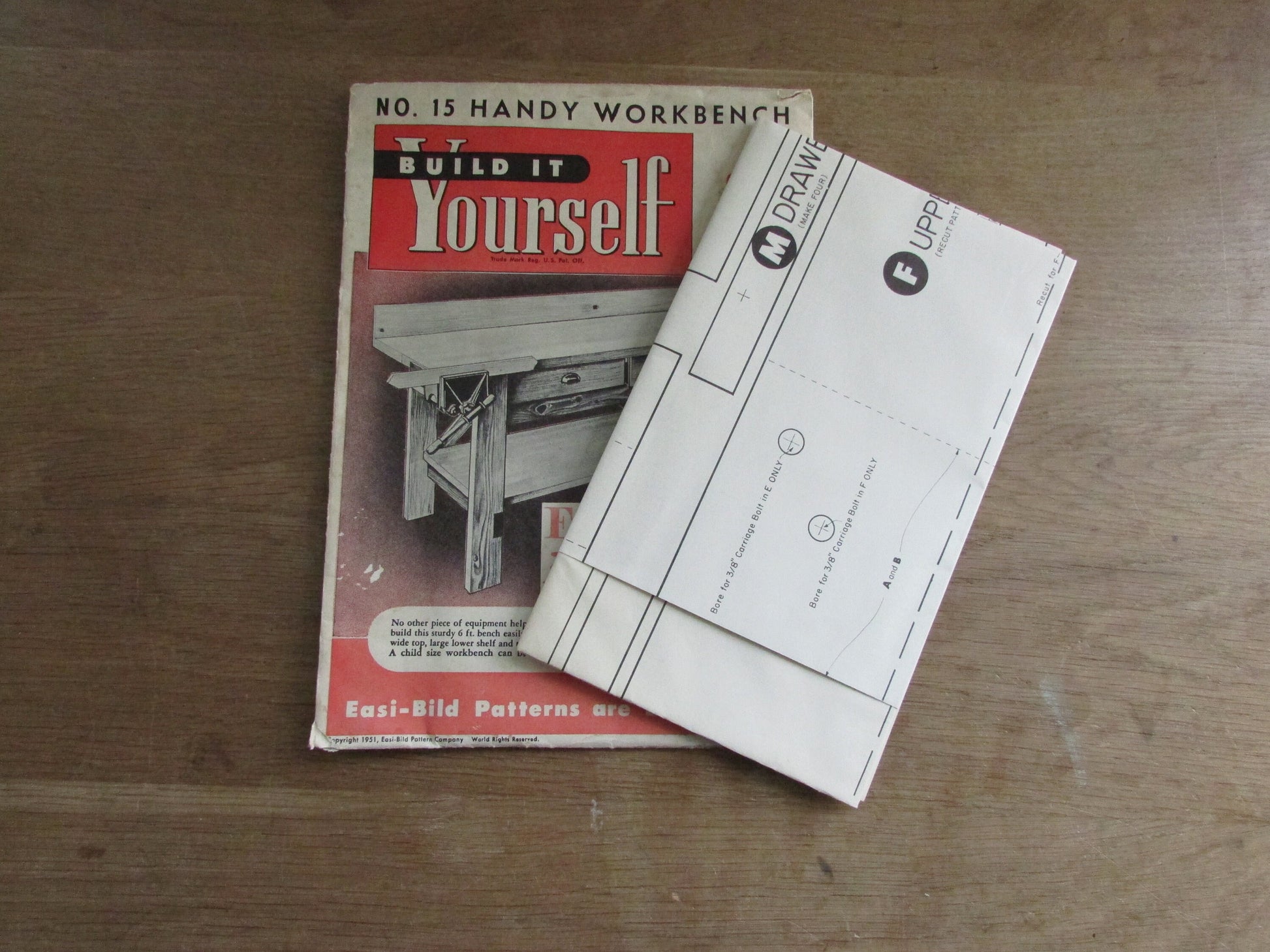 Uncut 1951 Easi-Bild Build It Yourself No.15 pattern for a handy workbench (complete)