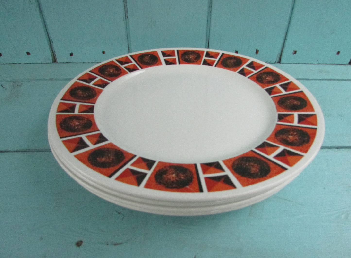 Set of 4 1960s Crown Clarence Ironstone "Helios" by Jon Anton dinner plates