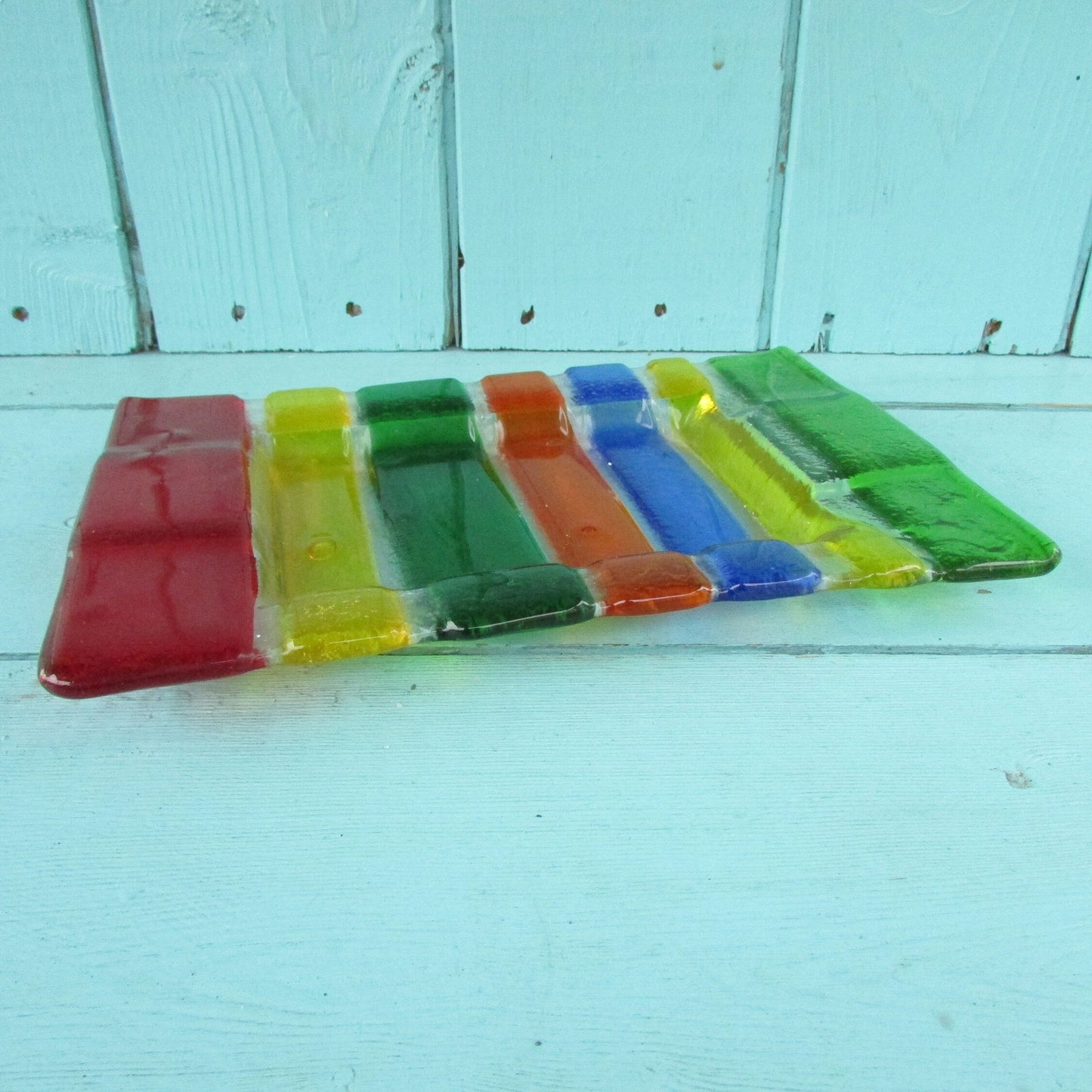 Vintage Murano-style pressed/fused multicoloured glass dish