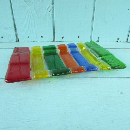 Vintage Murano-style pressed/fused multicoloured glass dish