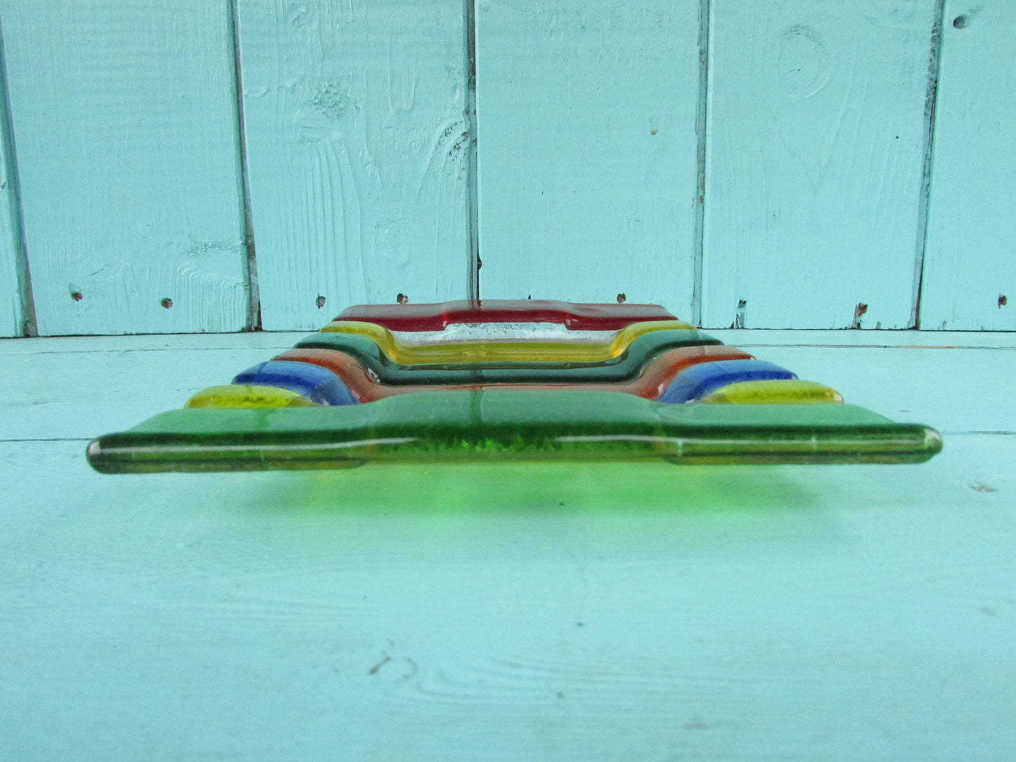 Vintage Murano-style pressed/fused multicoloured glass dish