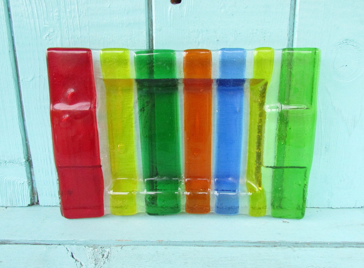 Vintage Murano-style pressed/fused multicoloured glass dish