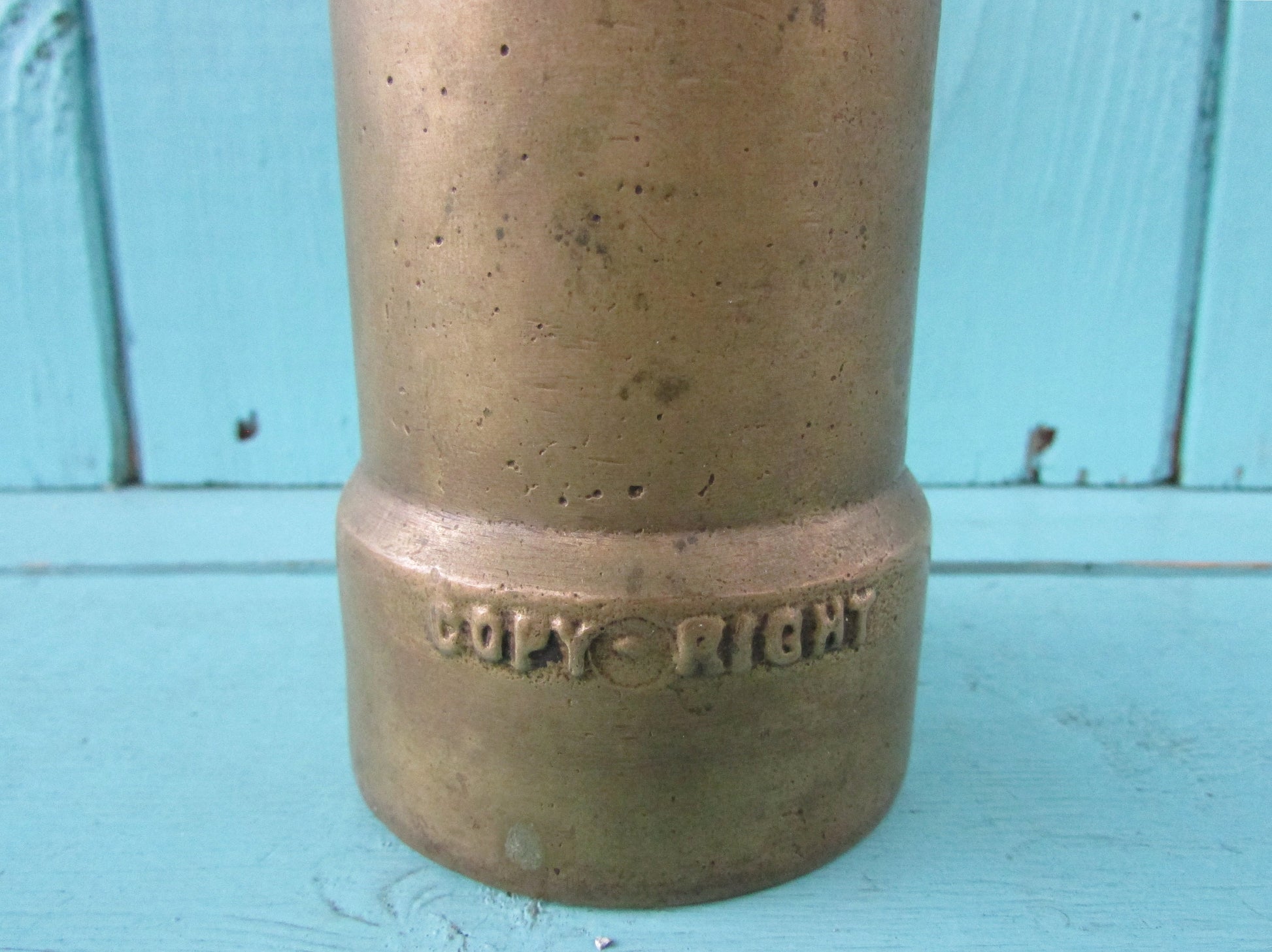 Vintage solid brass Post Office letter box money box (missing stopper)