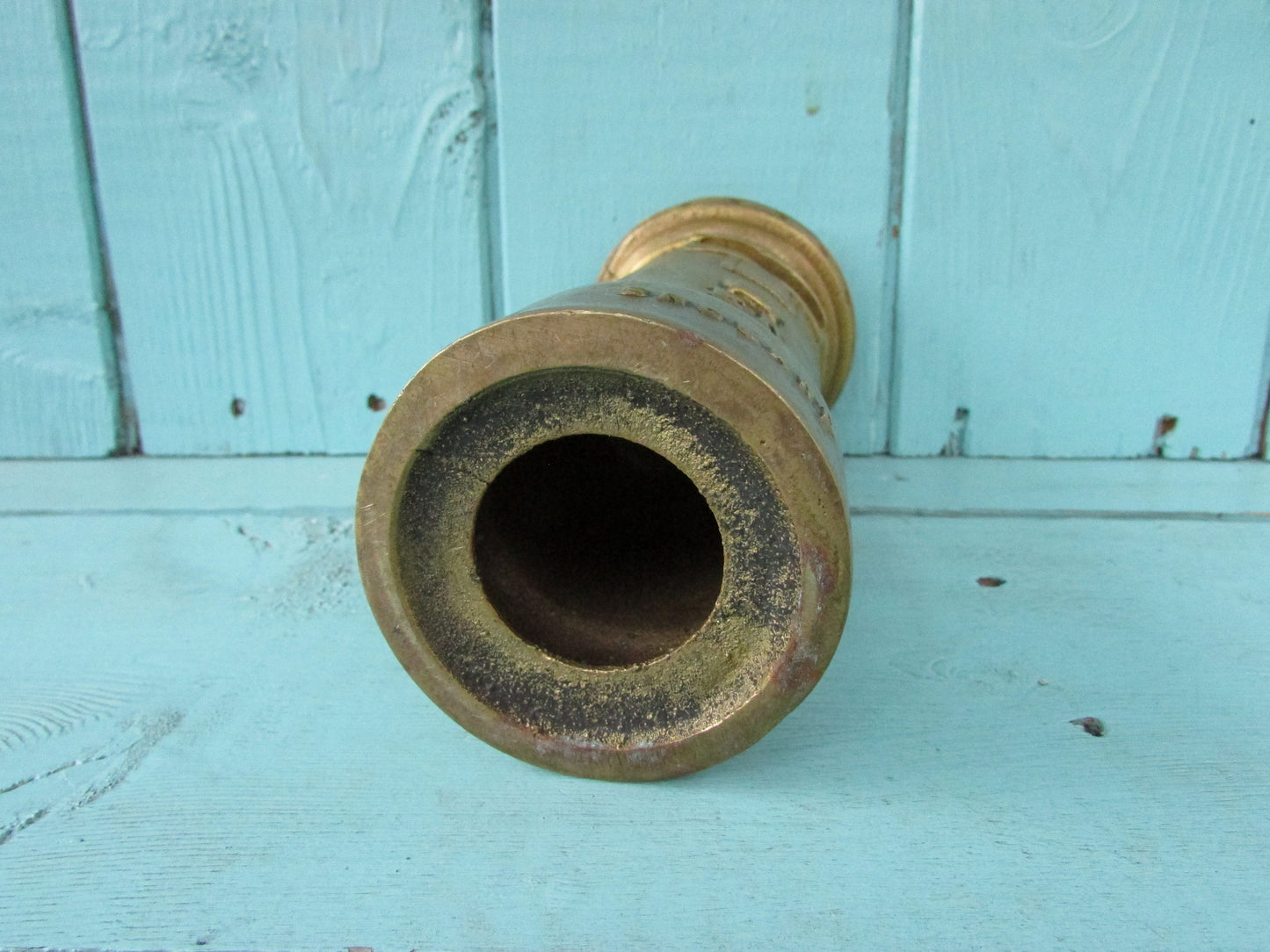 Vintage solid brass Post Office letter box money box (missing stopper)