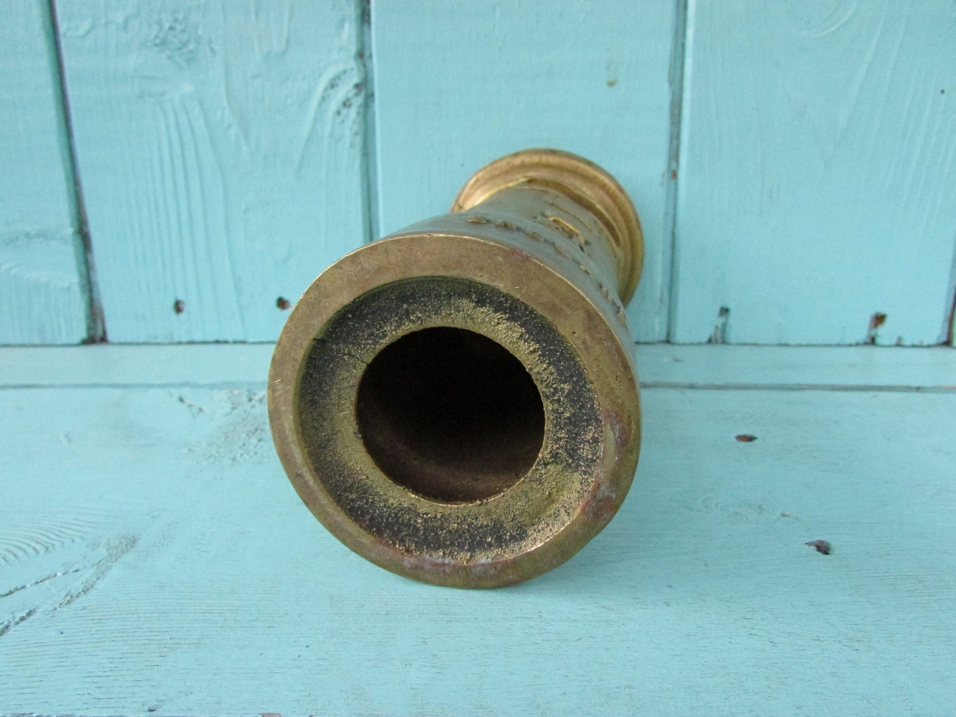 Vintage solid brass Post Office letter box money box (missing stopper)