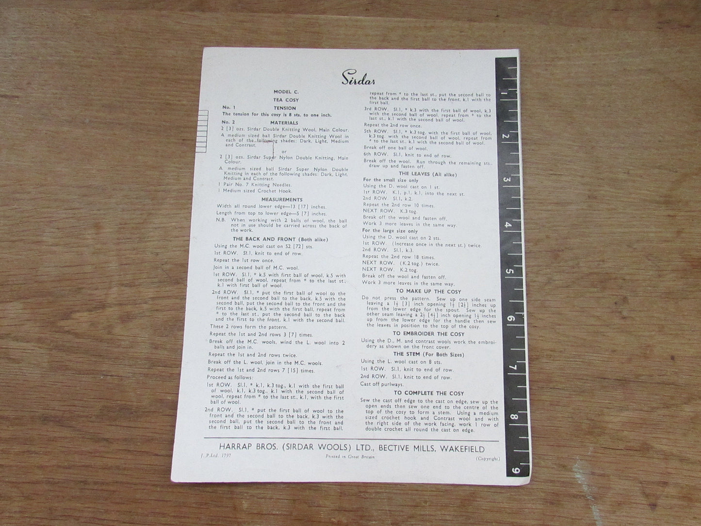 1940s Sirdar 1797 knitting pattern for two tea cosies, & one coffee pot cover