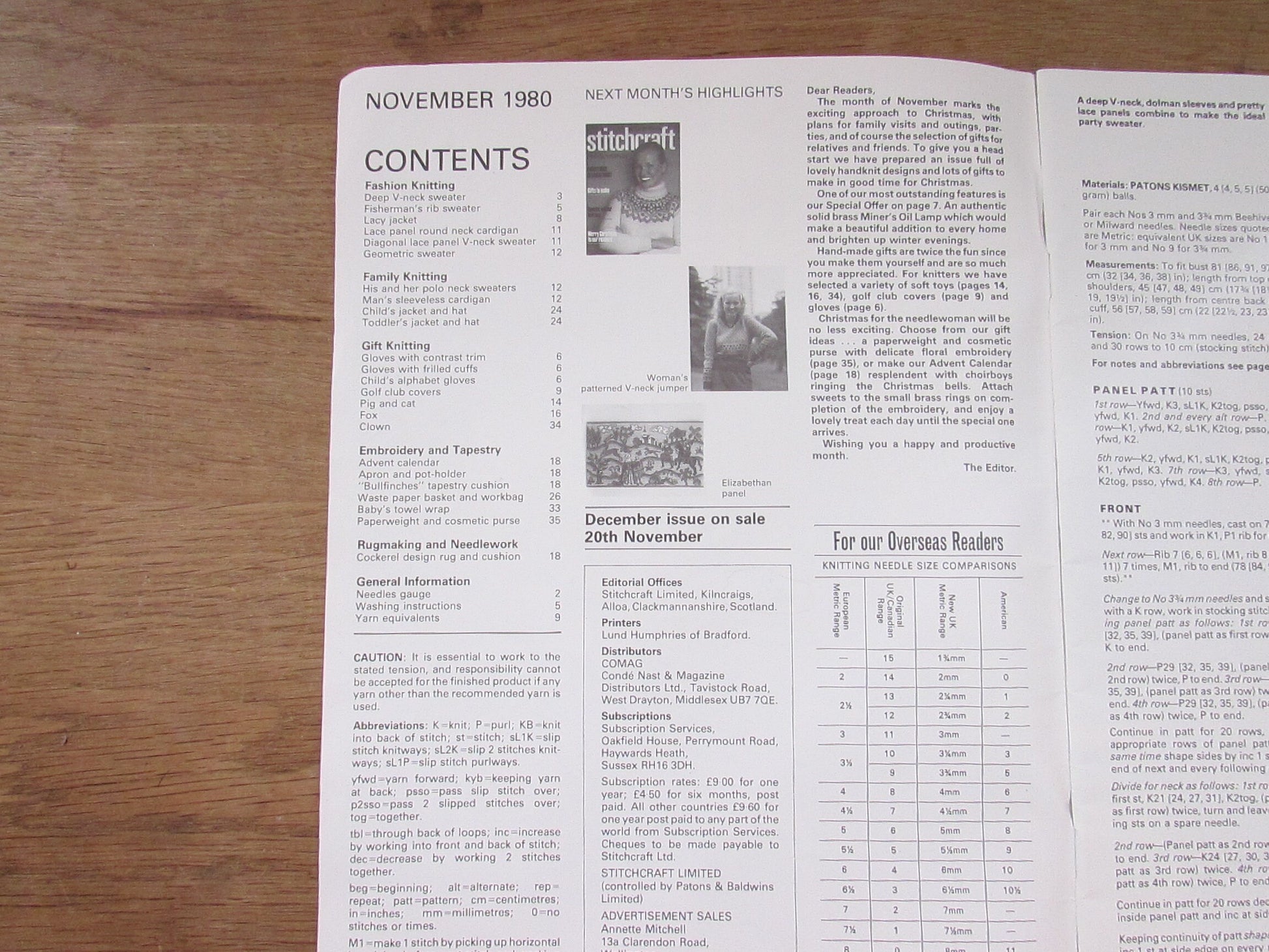 November 1980 Stitchcraft knitting & embroidery pattern booklet