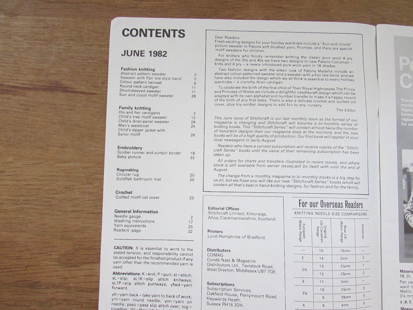 June 1982 Stitchcraft knitting & embroidery pattern booklet