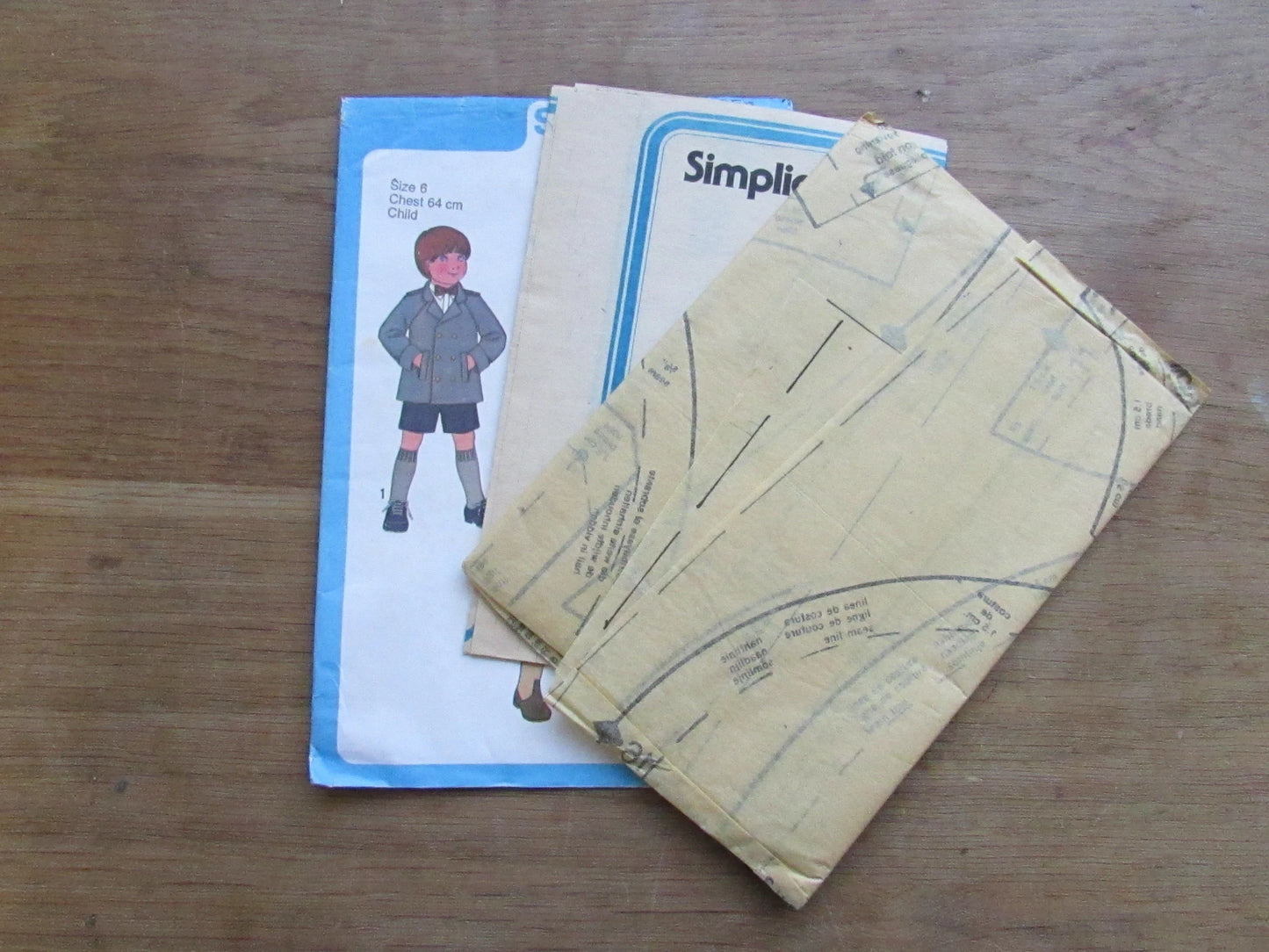 Uncut 1979 Simplicity 8945 sewing pattern for child's lined coat, hooded coat or jacket & hat, size 6 (complete)