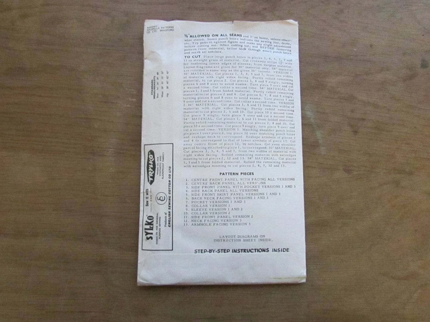 Uncut 1960s Maudella 5244 sewing pattern for maternity dress, size 12 (complete)