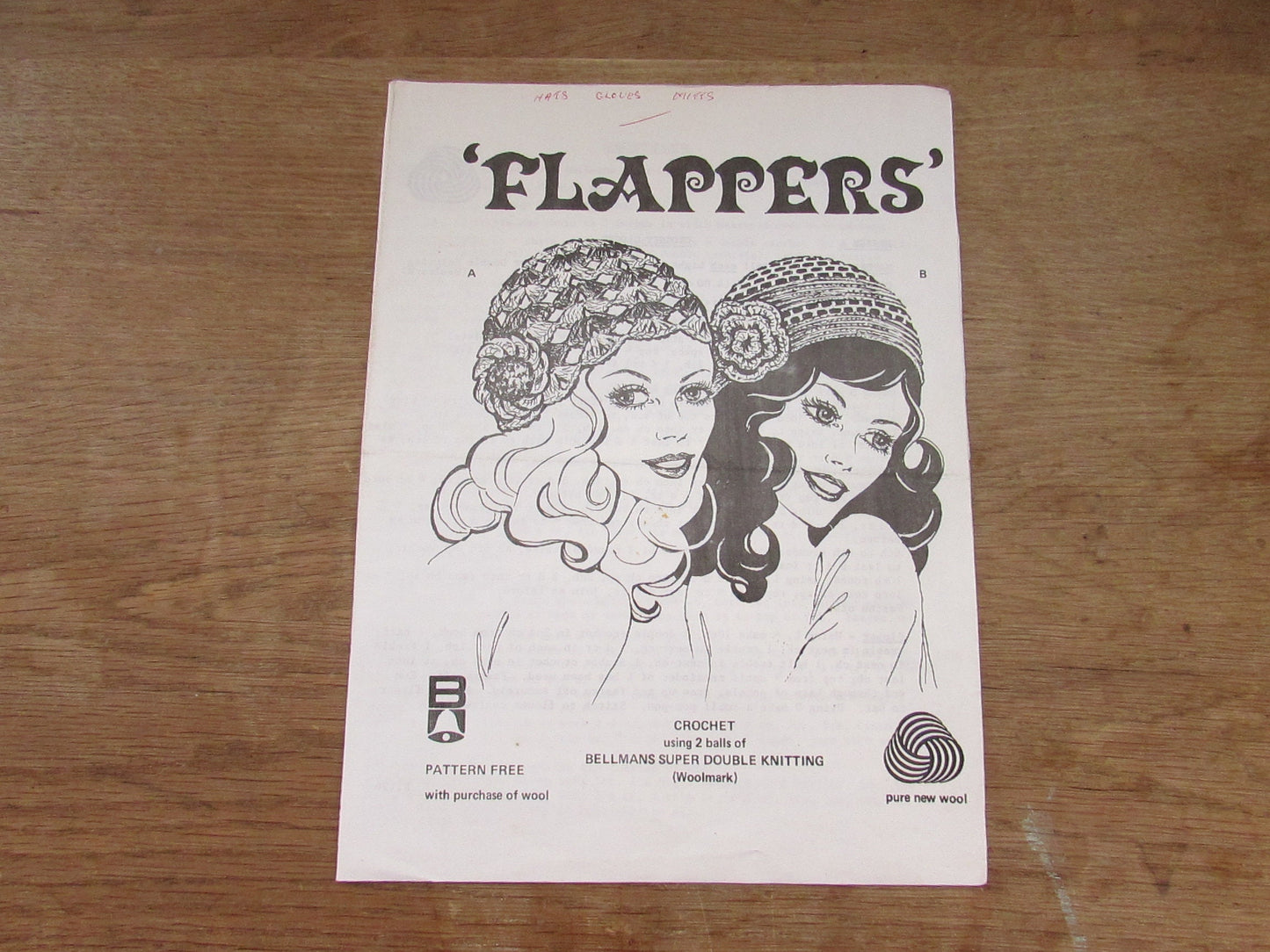 Two vintage 'Flappers' craft patterns for a crochet, & a knitted, cloche