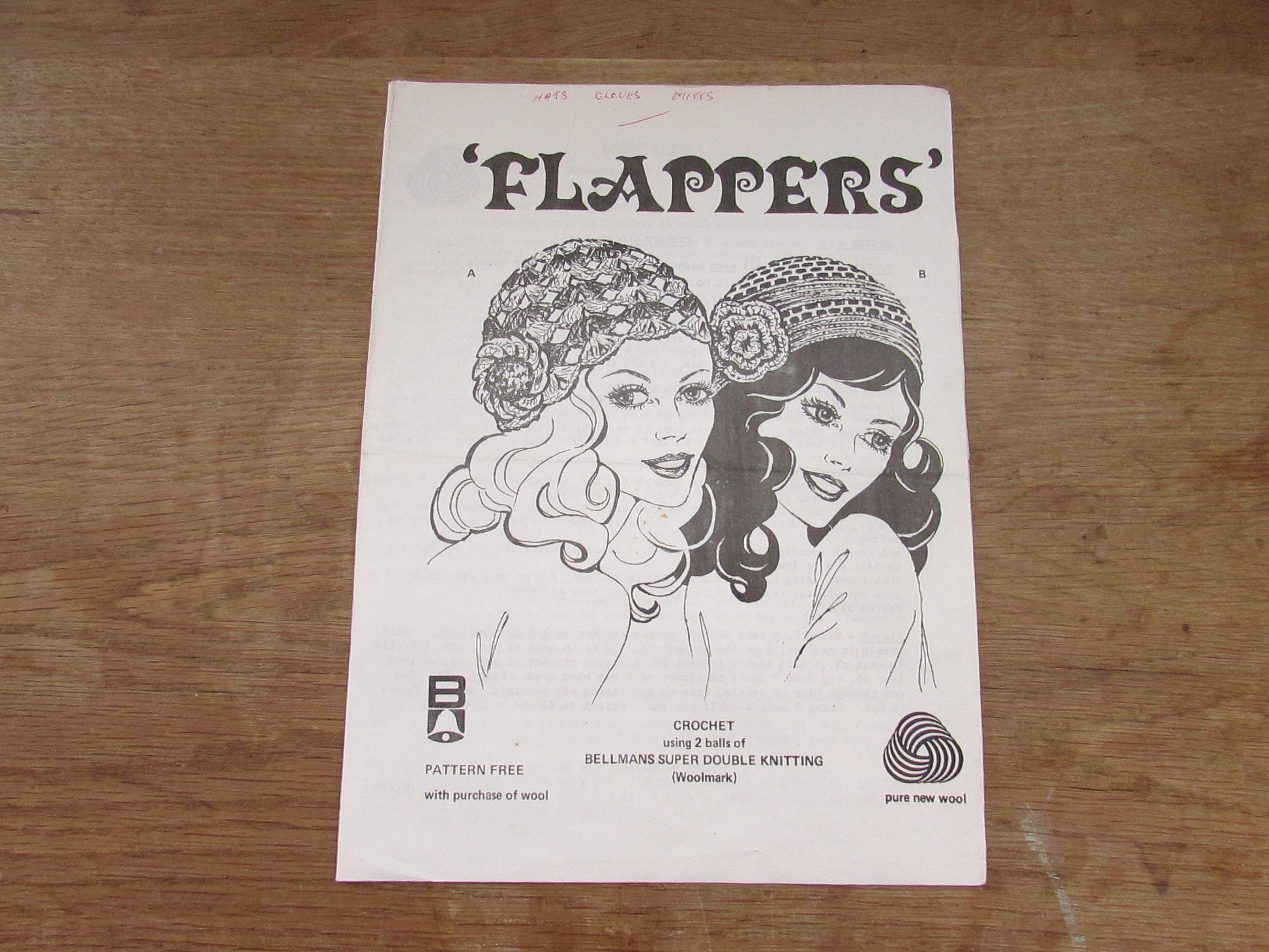 Two vintage 'Flappers' craft patterns for a crochet, & a knitted, cloche