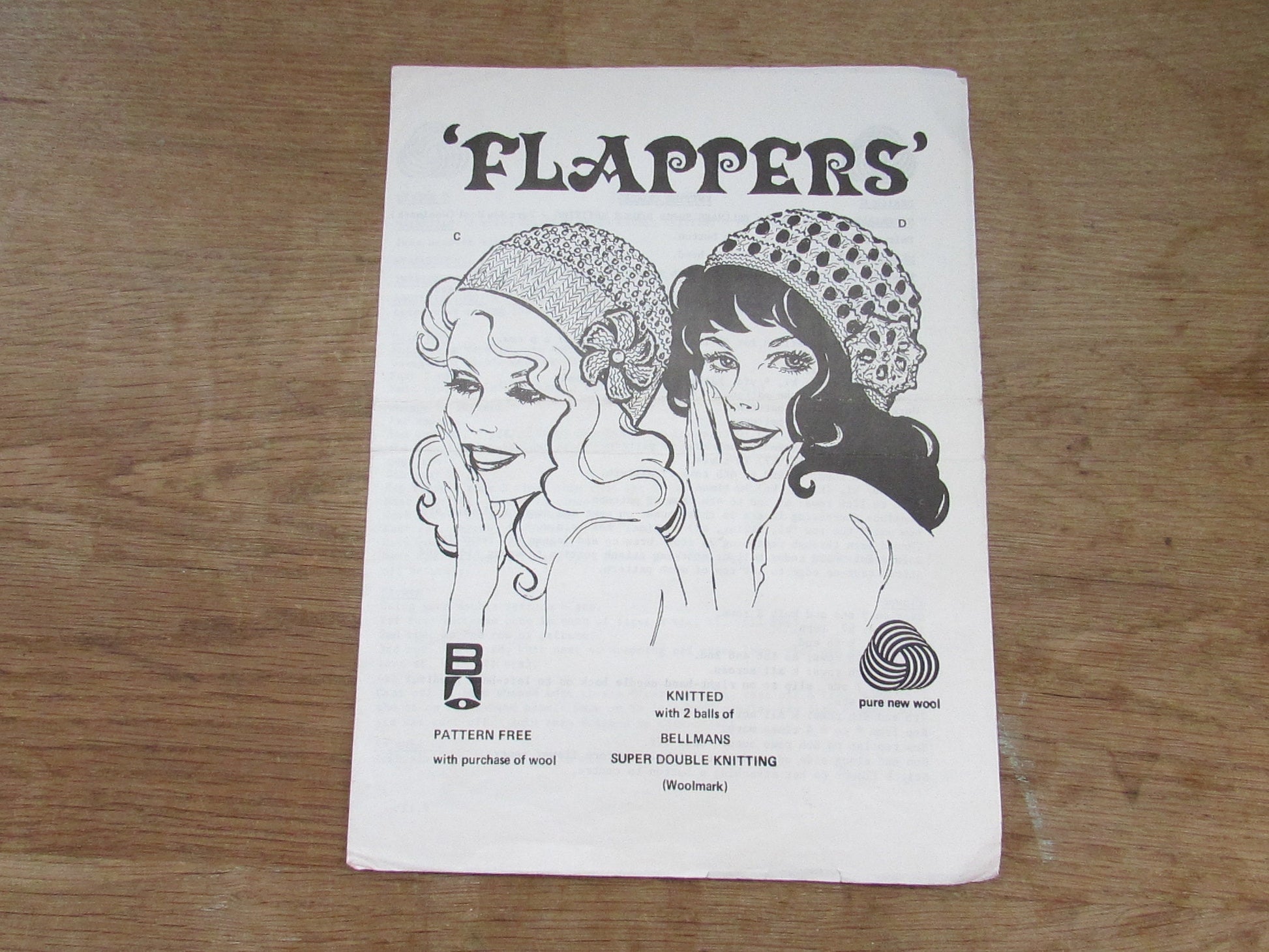 Two vintage 'Flappers' craft patterns for a crochet, & a knitted, cloche