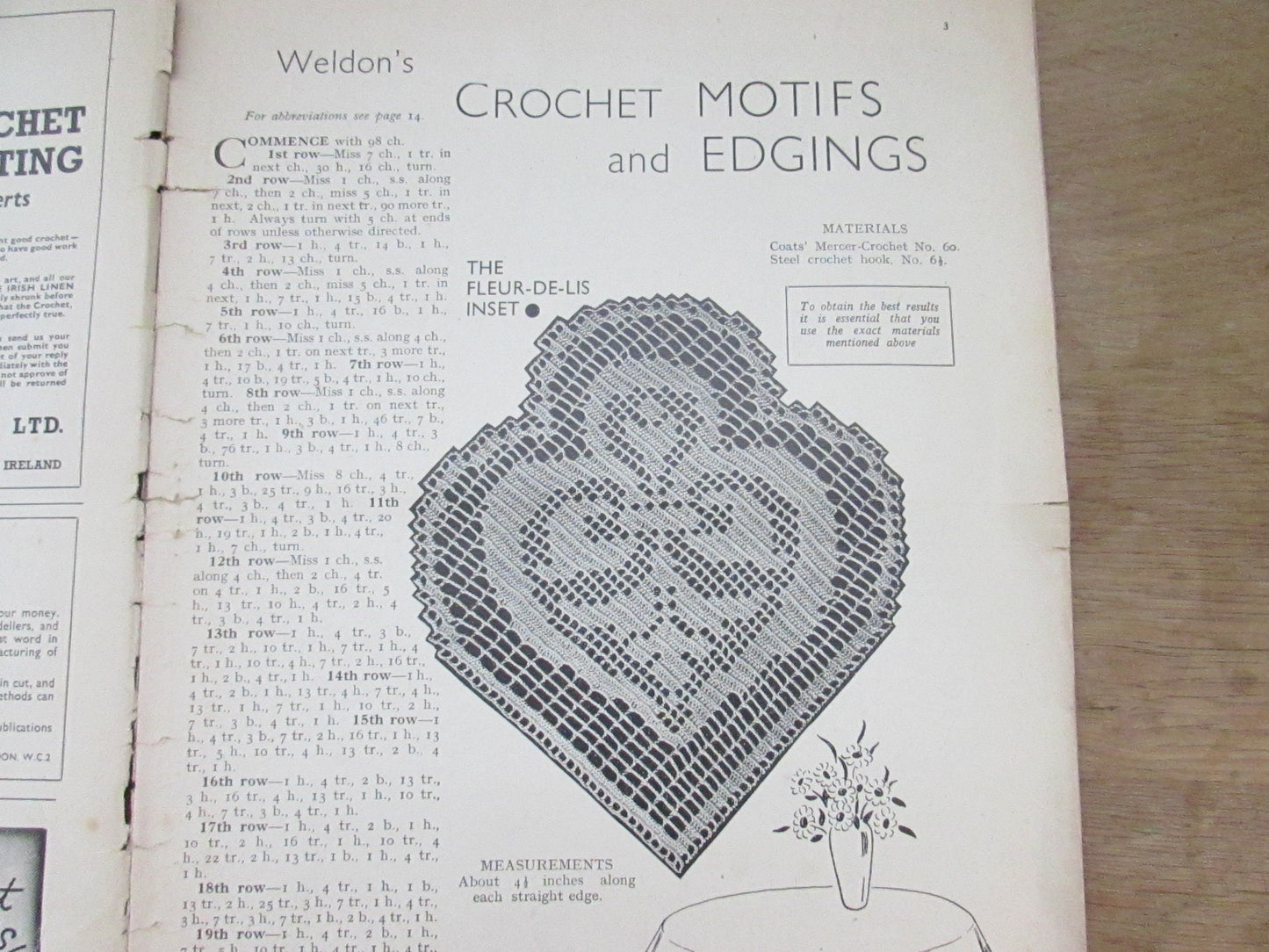 1930s Weldon's Practical Needlework No.136 (12 practical) patterns for crochet motifs & edgings