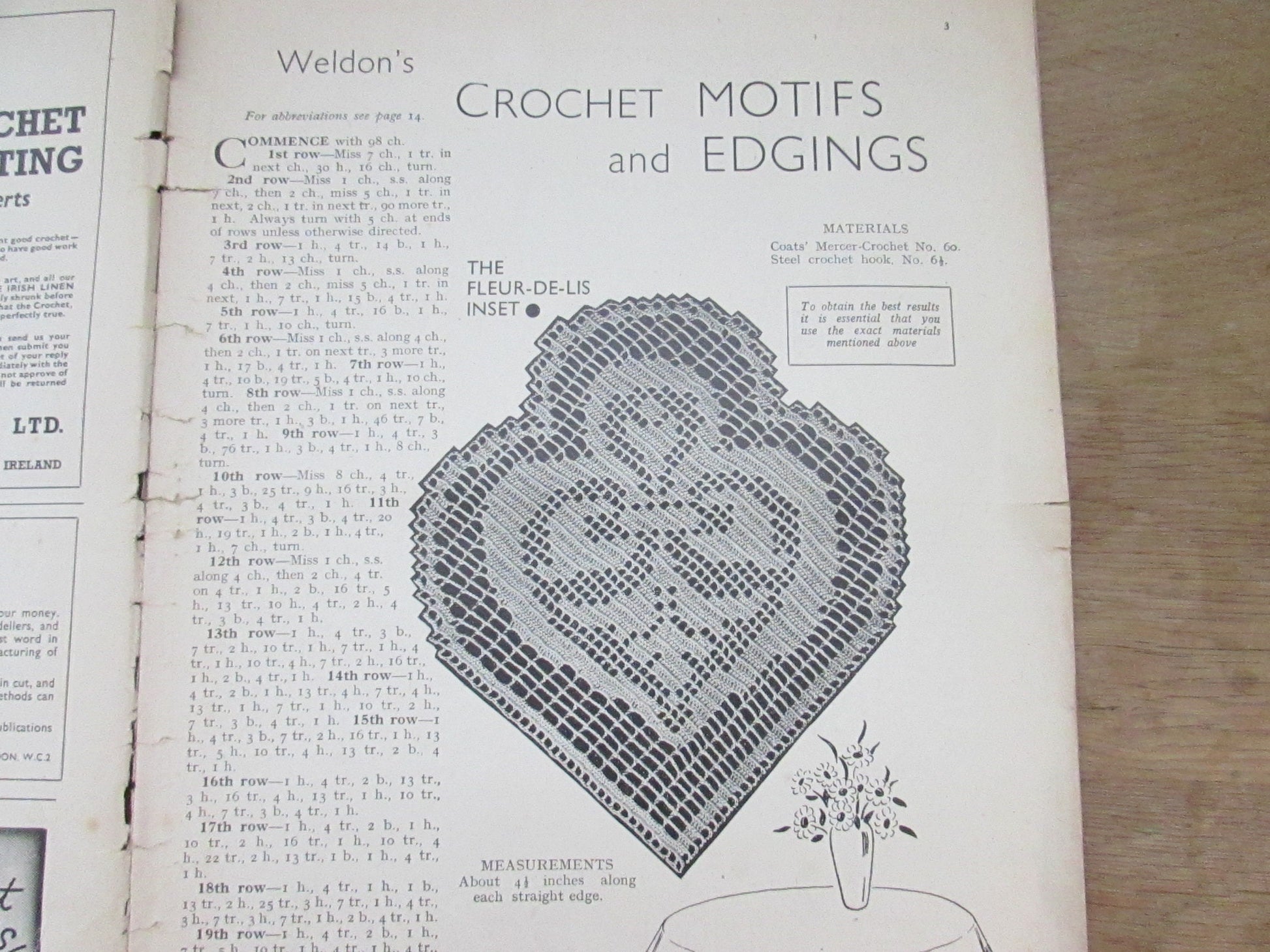 1930s Weldon's Practical Needlework No.136 (12 practical) patterns for crochet motifs & edgings