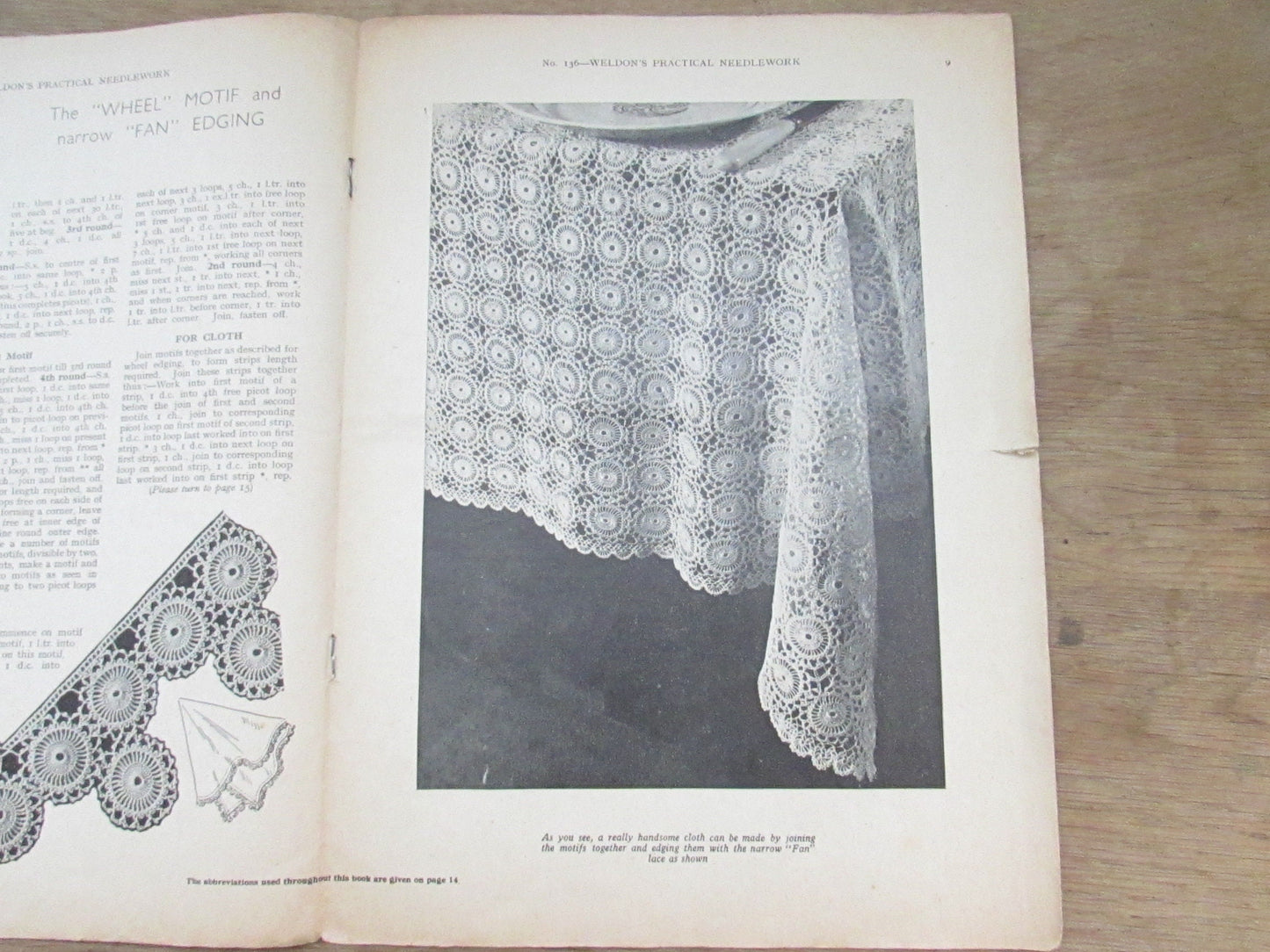 1930s Weldon's Practical Needlework No.136 (12 practical) patterns for crochet motifs & edgings