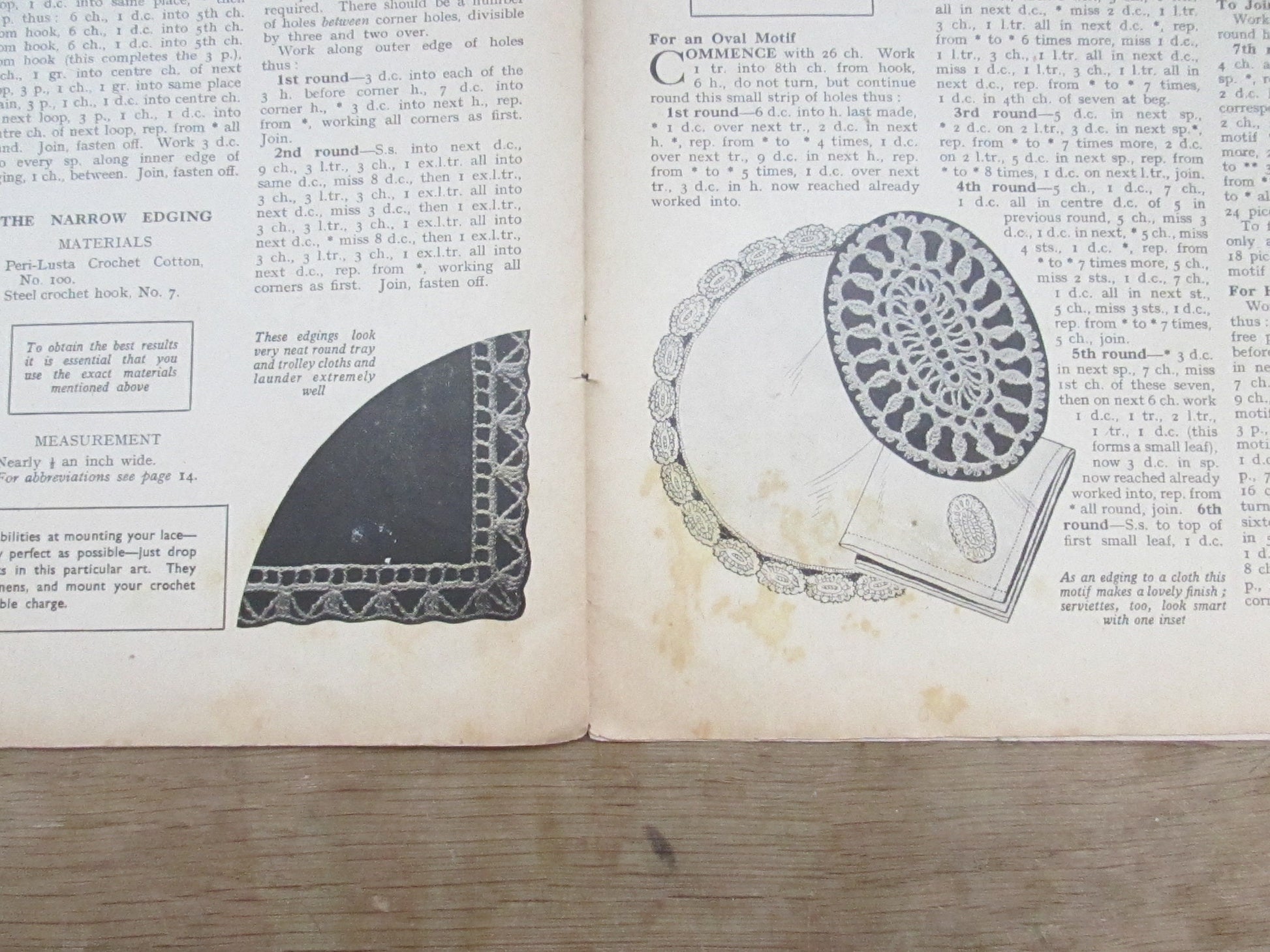 1930s Weldon's Practical Needlework No.136 (12 practical) patterns for crochet motifs & edgings