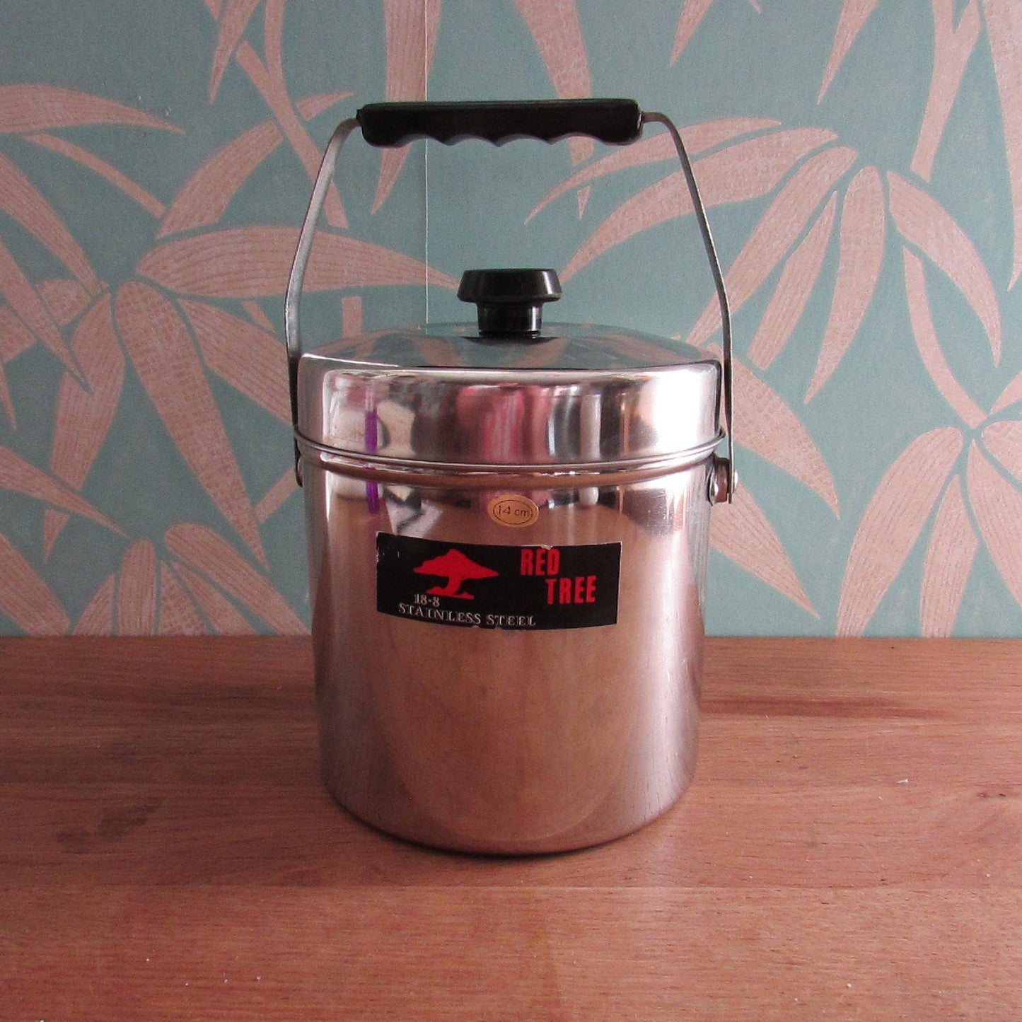 Vintage Red Tree stainless steel ice bucket