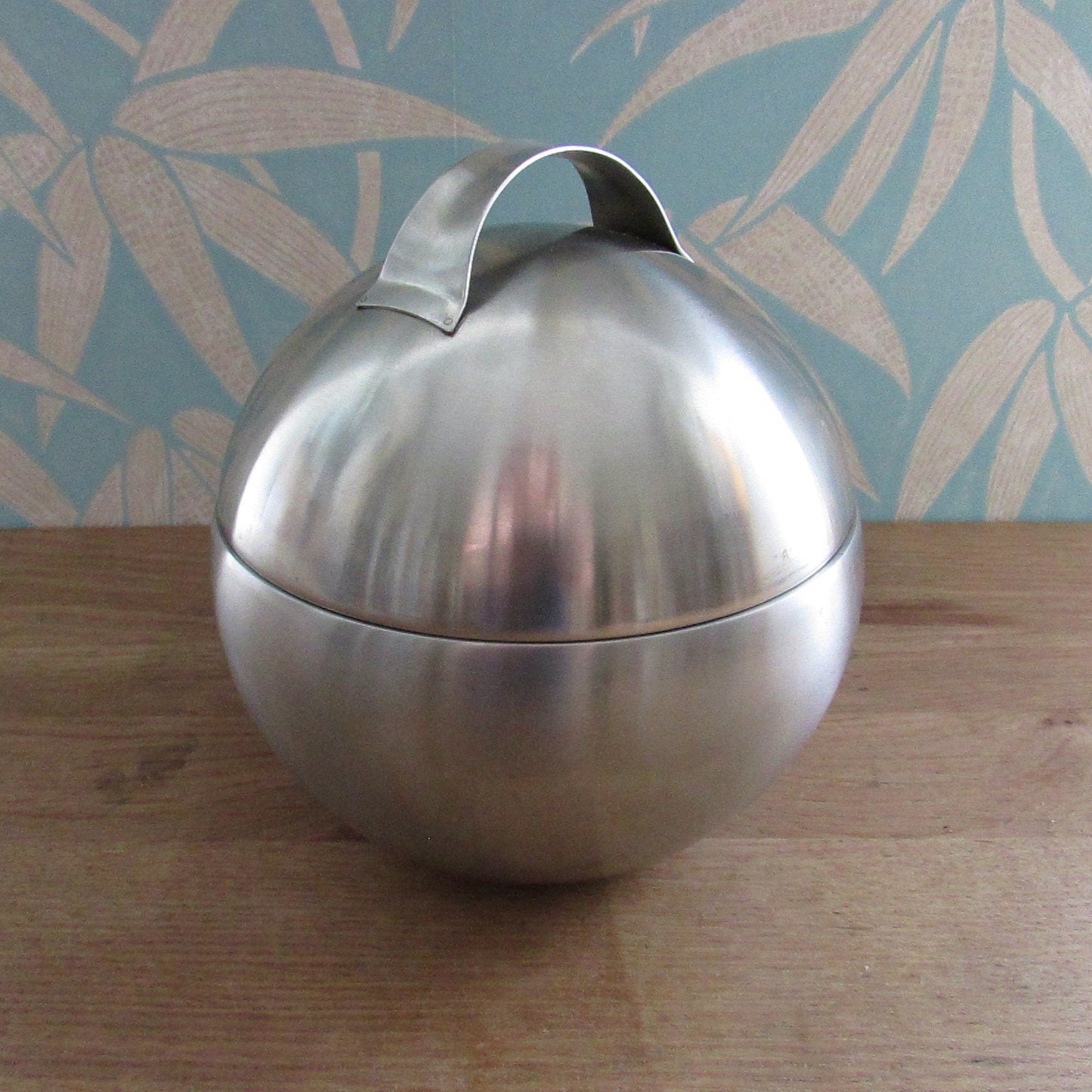 Mid-century modernist stainless steel orb/ball ice bucket
