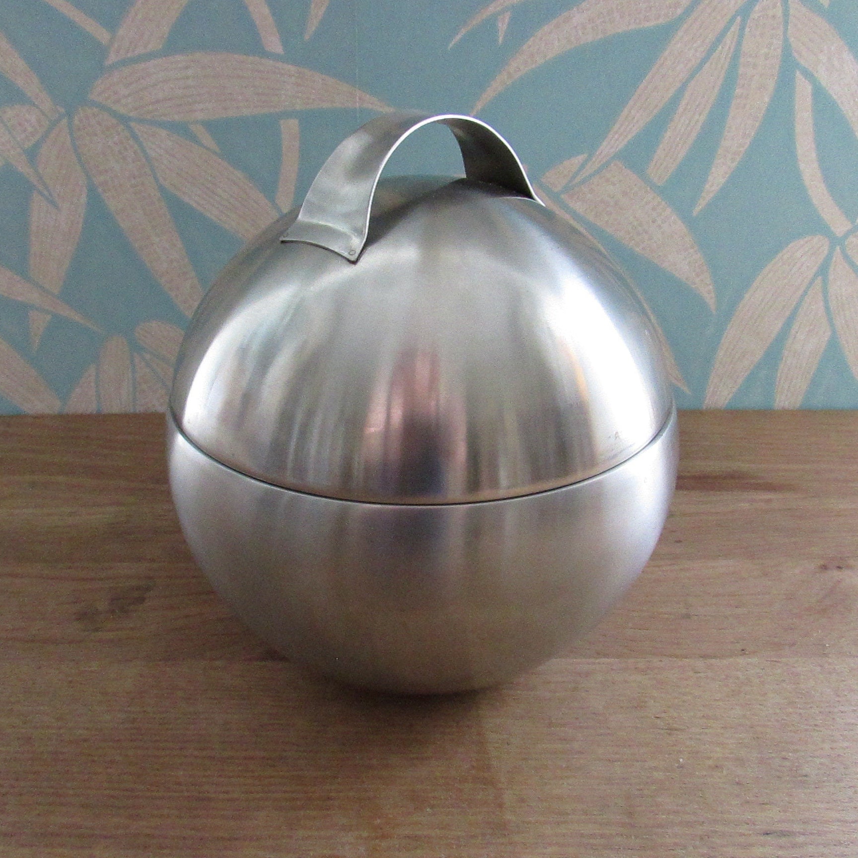 Mid-century modernist stainless steel orb/ball ice bucket