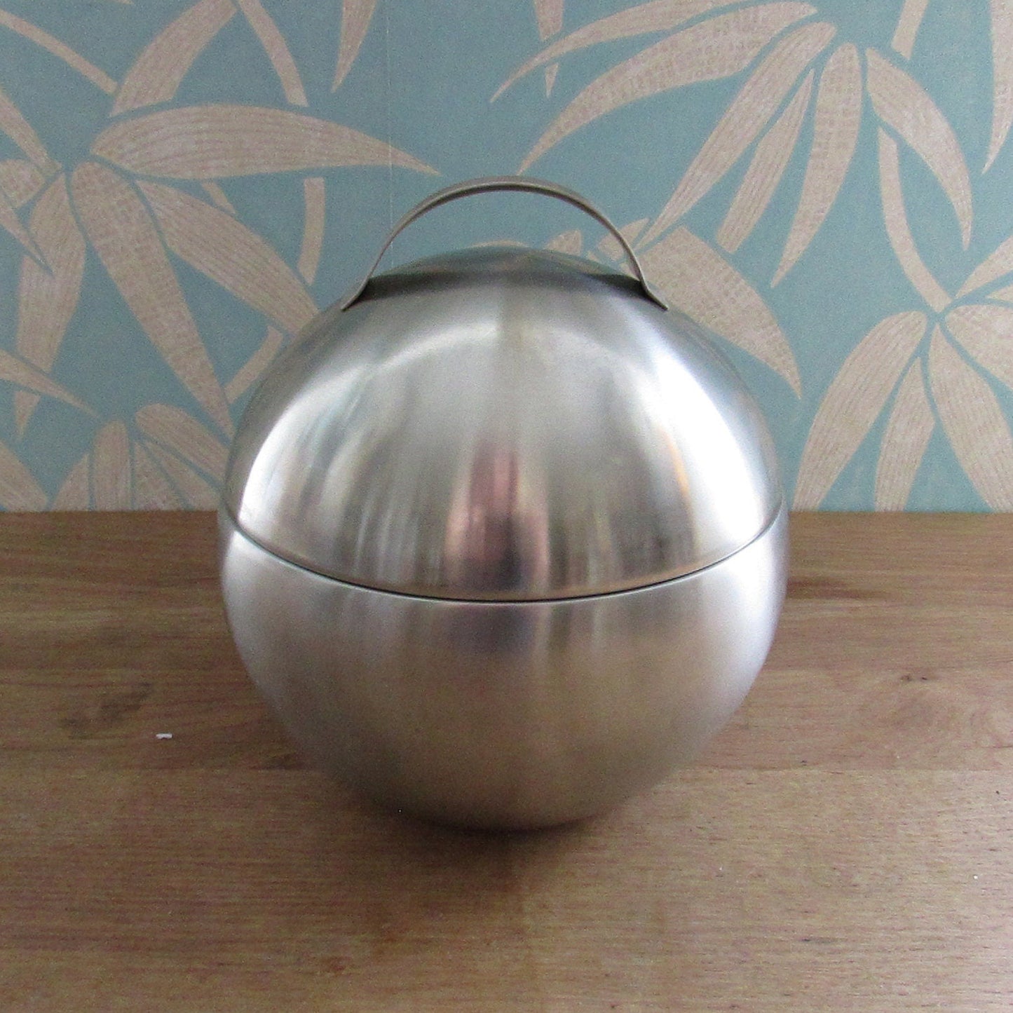 Mid-century modernist stainless steel orb/ball ice bucket