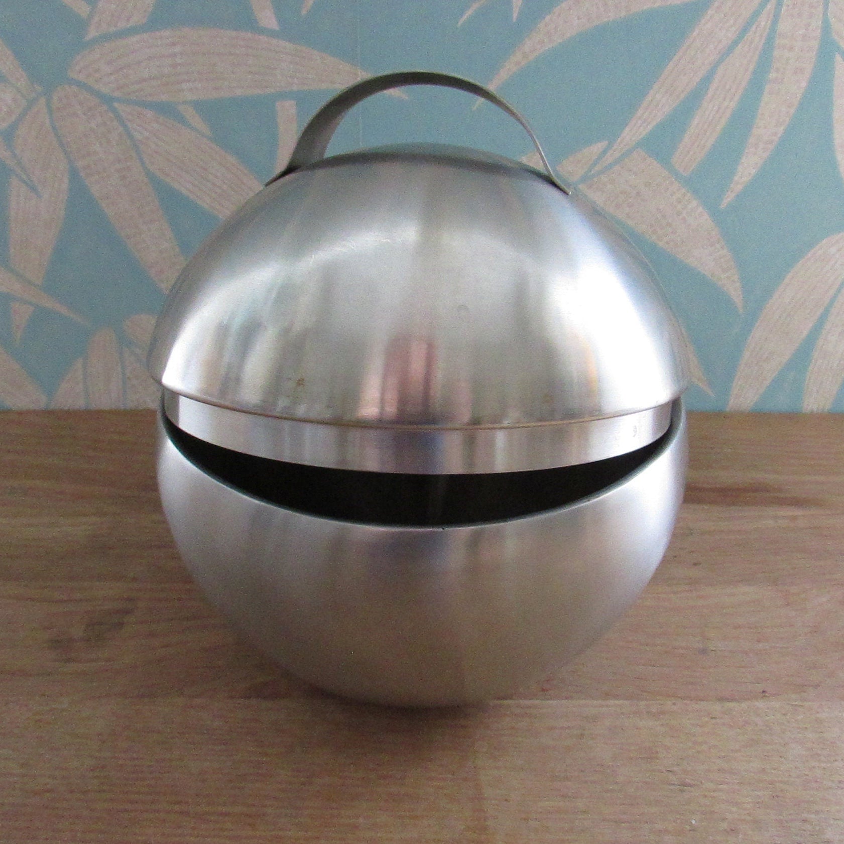 Mid-century modernist stainless steel orb/ball ice bucket
