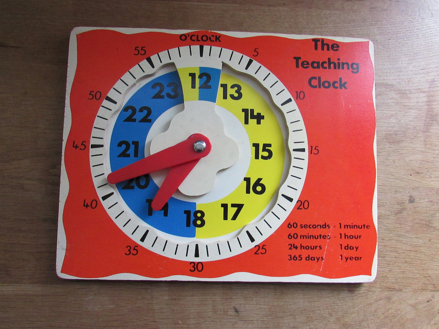 Vintage wooden The Teaching Clock educational puzzle