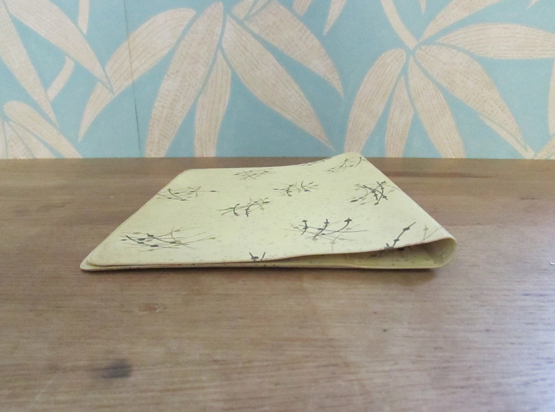 1950s vinyl writing case with allover gold & black atomic design