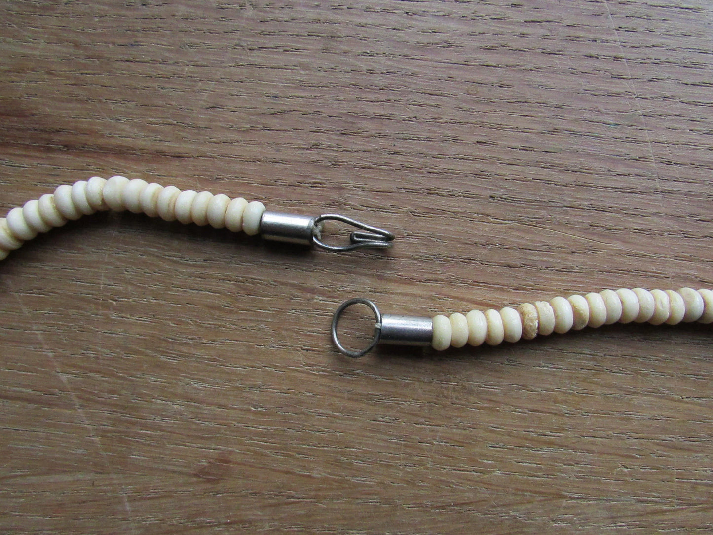 1970s/80s carved faux bone & heishi bead multi strand tribal style necklace