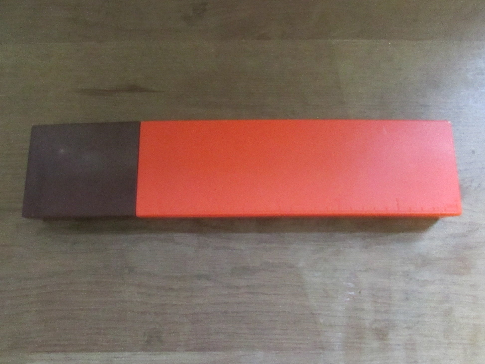 1970s plastic orange & brown knitting needles box/caddy