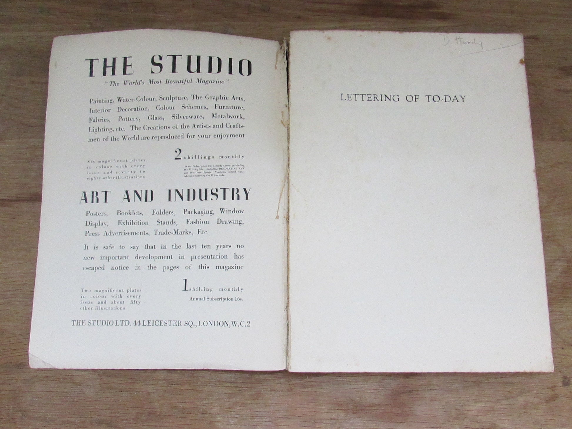 Lettering of Today, by D. Hardy (Softback, 1937)