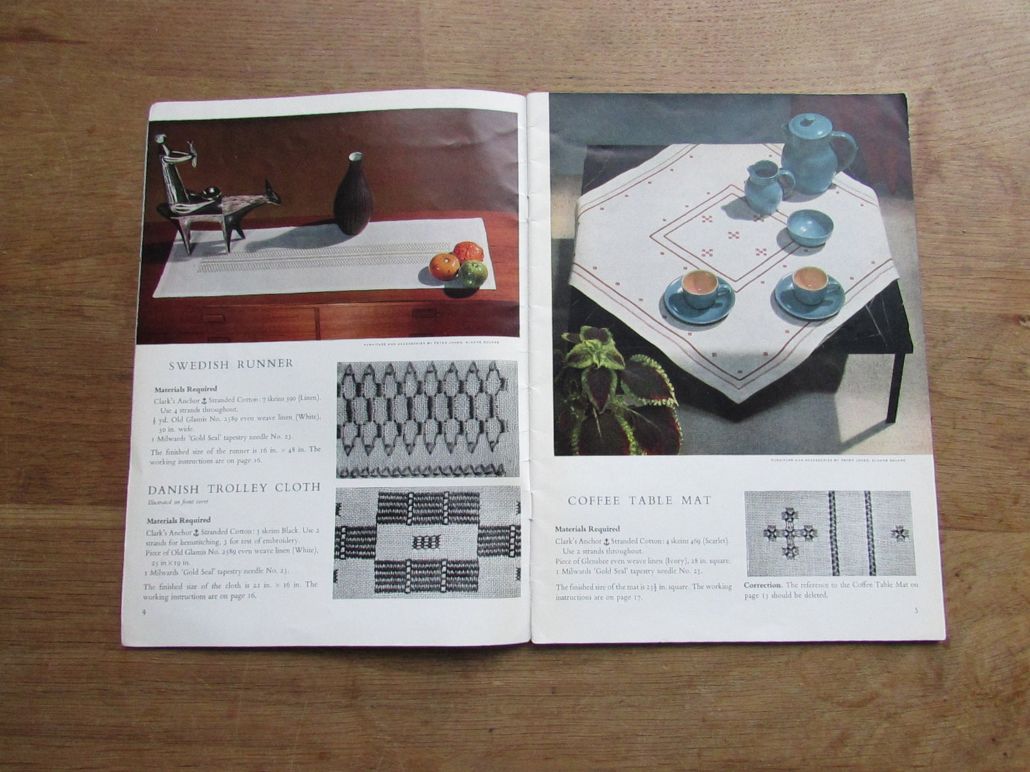 1960s Anchor Embroidery Book No.508 Drawn Fabric Embroidery for table linen & furnishings
