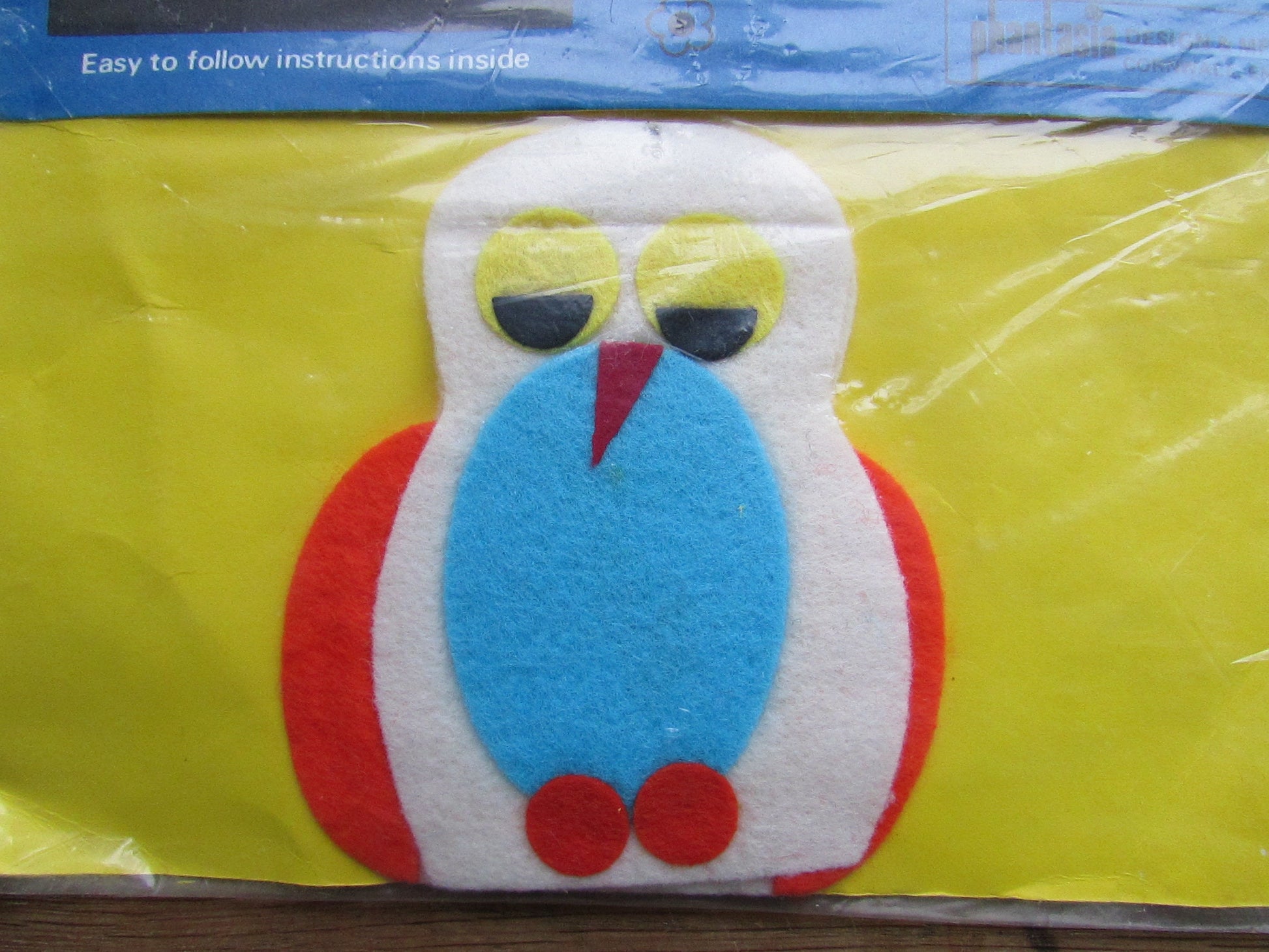 Two 1970s Phantasia Craft sew.a.toy cut-out felt kit - baby elephant, or baby owl