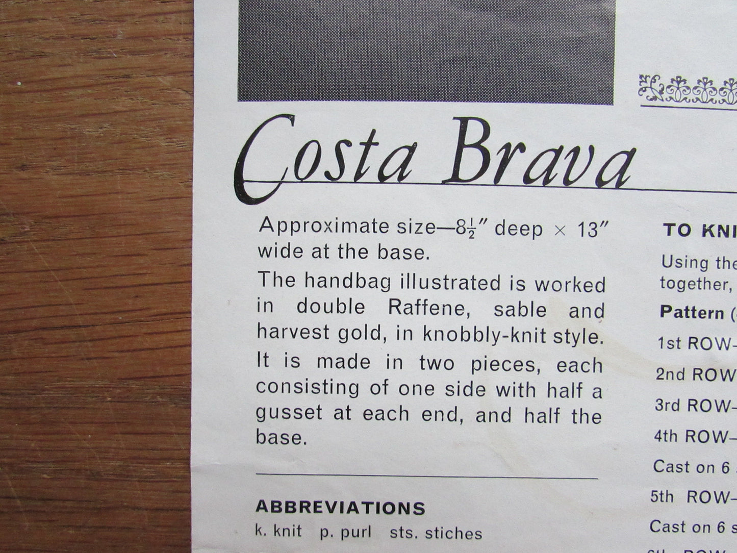 1966 Atlas Handicrafts K5 how-to-make pattern for 'Costa Brava' Raffene handbag