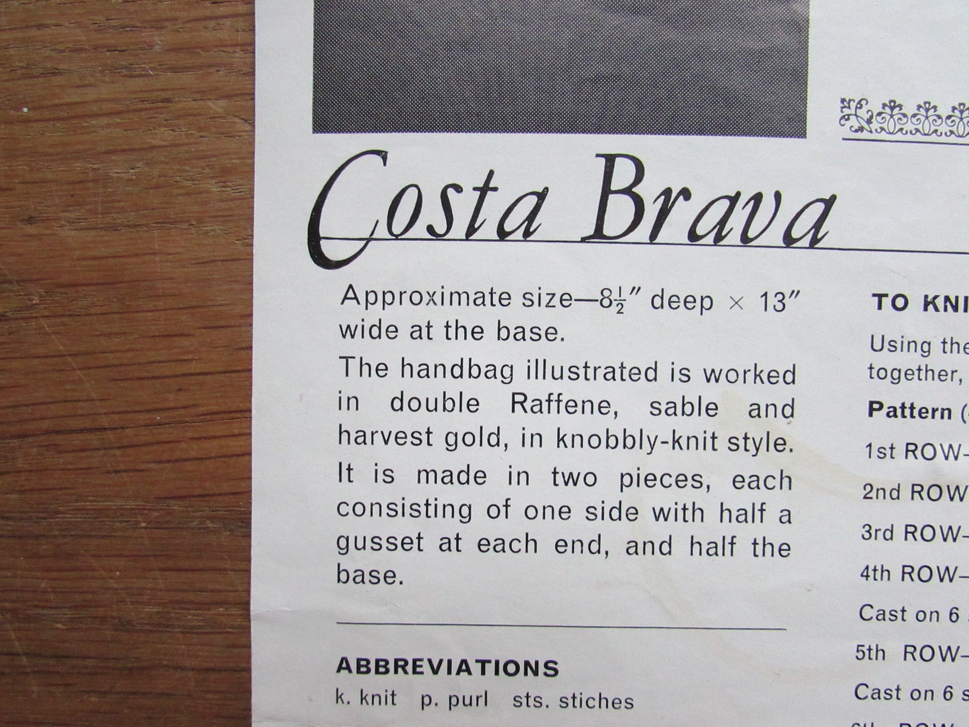 1966 Atlas Handicrafts K5 how-to-make pattern for 'Costa Brava' Raffene handbag